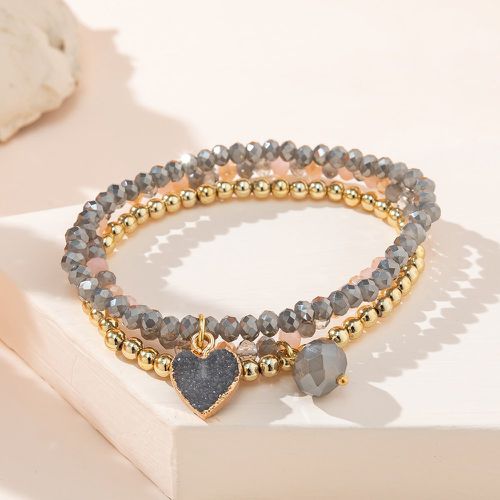 Pièces Bracelet perlé à détail cœur cristal - SHEIN - Modalova