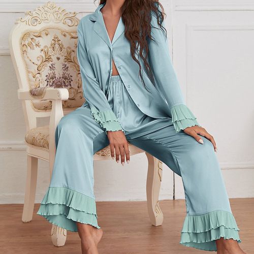 Ensemble de pyjama pantalon avec plis et blouse en satin - SHEIN - Modalova