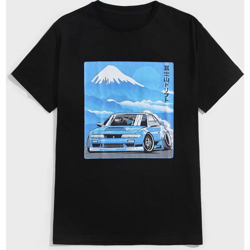 T-shirt à motif voiture et montagne - SHEIN - Modalova