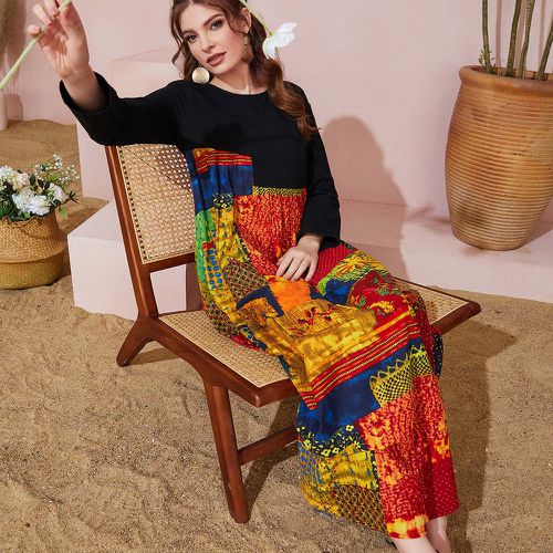 Robe à imprimé patchwork à blocs de couleurs - SHEIN - Modalova
