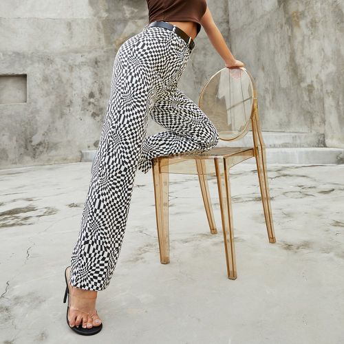 Pantalon droit à imprimé géométrique - SHEIN - Modalova