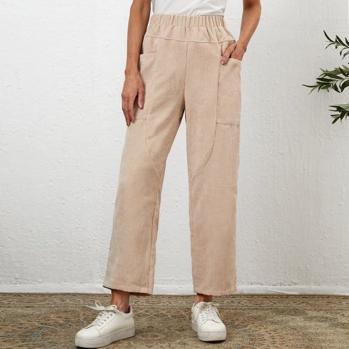 Pantalon taille haute avec poches en velours côtelé - SHEIN - Modalova