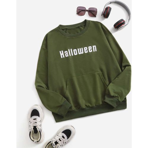 Sweat-shirt halloween à lettres à poche kangourou - SHEIN - Modalova