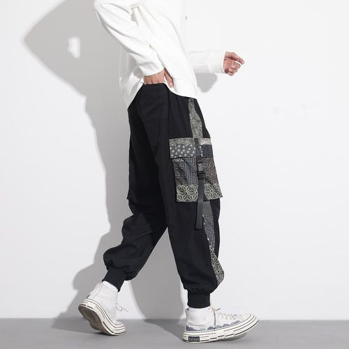 Pantalon de jogging à imprimé patchwork à boucle avec poche à cordon - SHEIN - Modalova