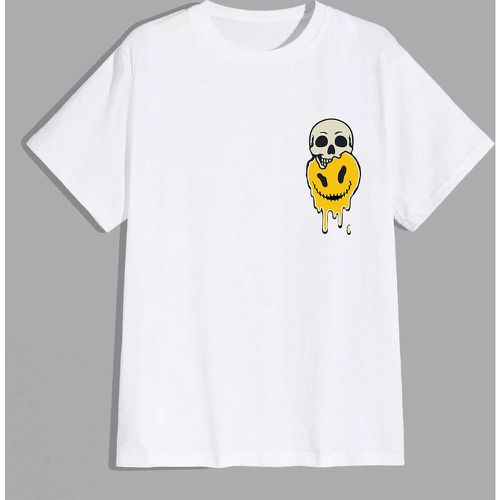 T-shirt à imprimé tête de mort & visage de sourire - SHEIN - Modalova