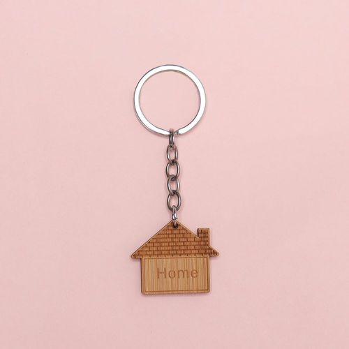 Porte-clés à breloque maison en bois - SHEIN - Modalova