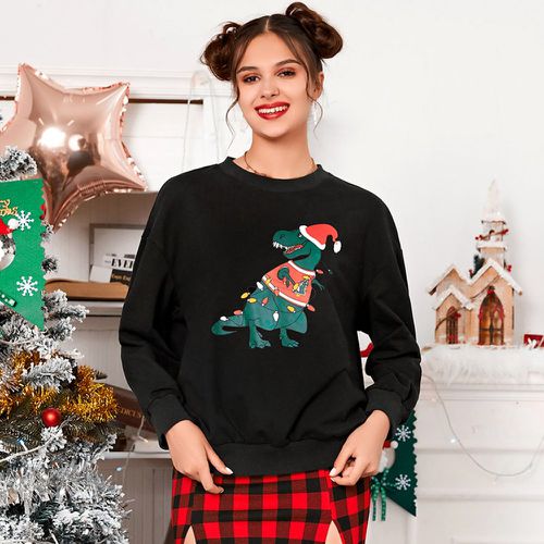 Sweat-shirt Noël à imprimé dinosaure - SHEIN - Modalova