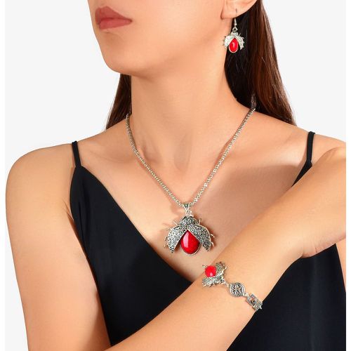 Collier à pendentif coccinelle à pierre & Bracelet & Pendants d'oreilles - SHEIN - Modalova