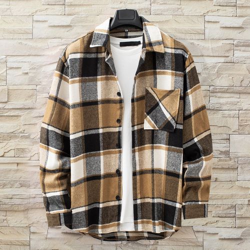 Manteau à carreaux patch à poche (sans t-shirt) - SHEIN - Modalova