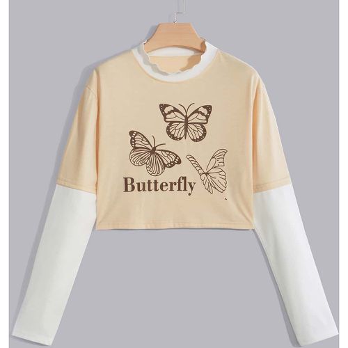T-shirt court 2 en 1 lettre papillon - SHEIN - Modalova