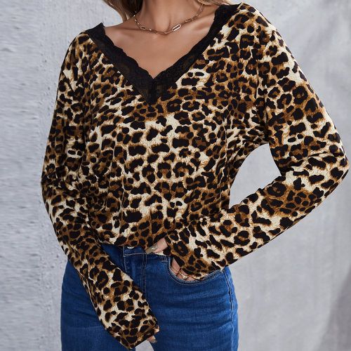 T-shirt en dentelle à motif léopard - SHEIN - Modalova
