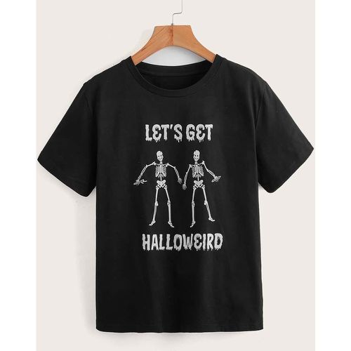 T-shirt halloween slogan à motif tête de mort - SHEIN - Modalova