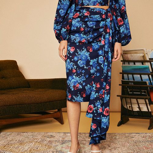 Jupe à imprimé floral drapée - SHEIN - Modalova