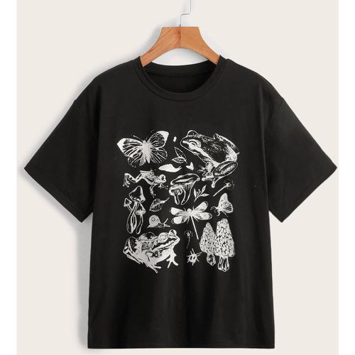 T-shirt avec motif champignon et à imprimé papillon - SHEIN - Modalova