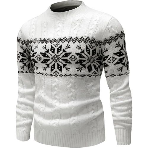 Pull en tricot torsadé à motif géométrique - SHEIN - Modalova