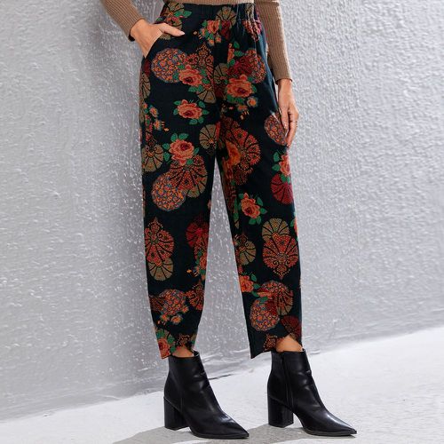 Pantalon à imprimé floral poche - SHEIN - Modalova