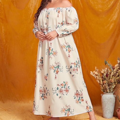 Robe de nuit à imprimé floral col bardot - SHEIN - Modalova