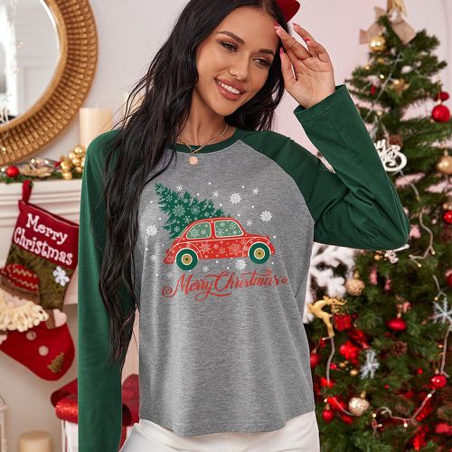 T-shirt à imprimé Noël à manches raglan - SHEIN - Modalova