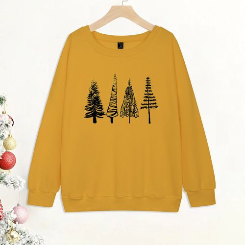 Sweat-shirt Noël arbre à imprimé - SHEIN - Modalova