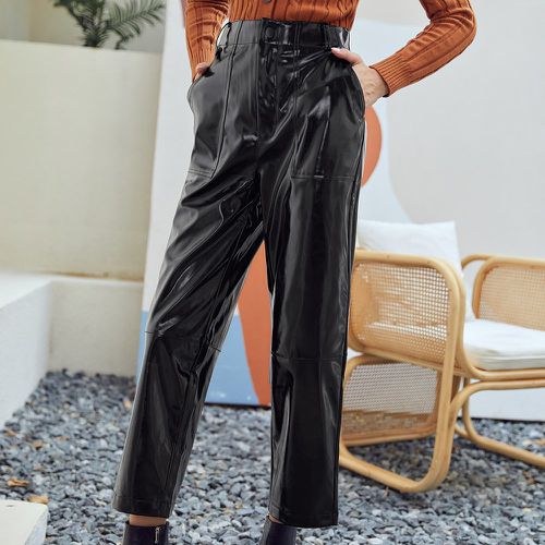 Pantalon en similicuir vernis (sans ceinture) - SHEIN - Modalova