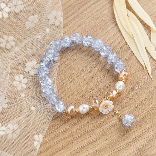 Bracelet perlé fleur à fausse perle cristal - SHEIN - Modalova