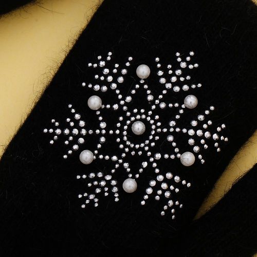 Gants fausse perle à détail de flocon de neige de Noël - SHEIN - Modalova
