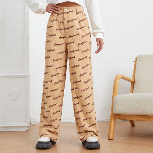 Pantalon à poche à lettre en velours côtelé - SHEIN - Modalova