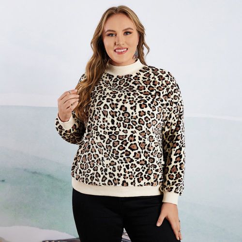 Sweat-shirt à motif léopard en tissu duveteux - SHEIN - Modalova