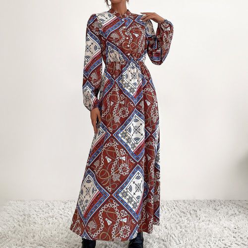 Robe longue chaîne à imprimé foulard manches bouffantes - SHEIN - Modalova