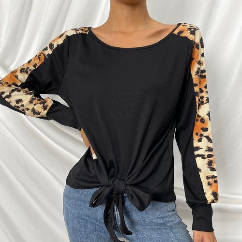 T-shirt léopard à nœud - SHEIN - Modalova