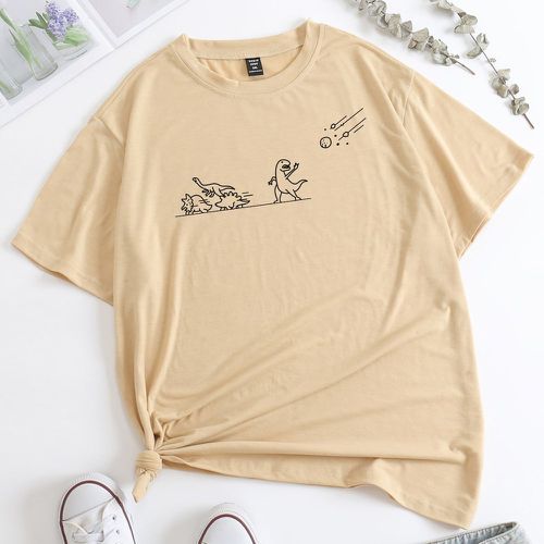 T-shirt à imprimé planète & dinosaure - SHEIN - Modalova
