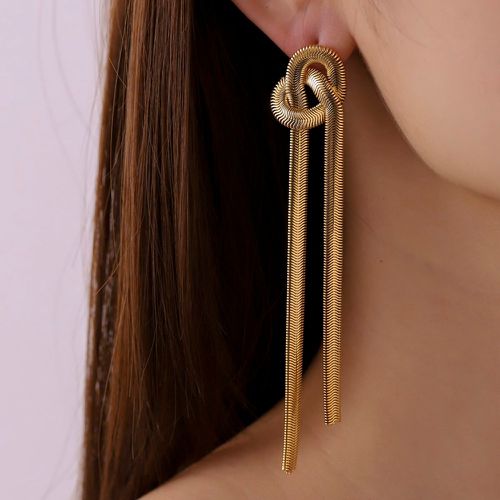 Boucles d'oreilles à nœud à franges en métal - SHEIN - Modalova