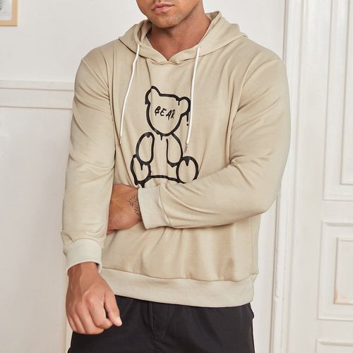 Sweat-shirt à capuche à motif d'ours et de lettre à cordon - SHEIN - Modalova