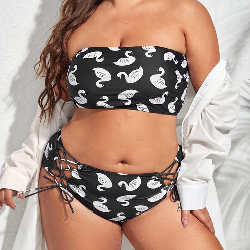 Bikini bandeau avec imprimé cygne et nœud - SHEIN - Modalova