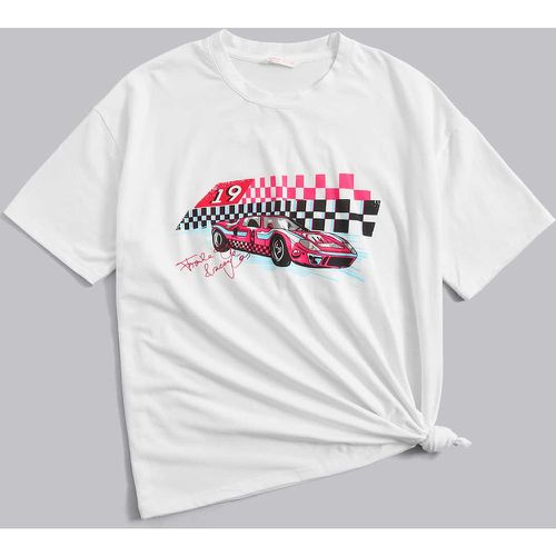 T-shirt voiture & à carreaux graphique - SHEIN - Modalova