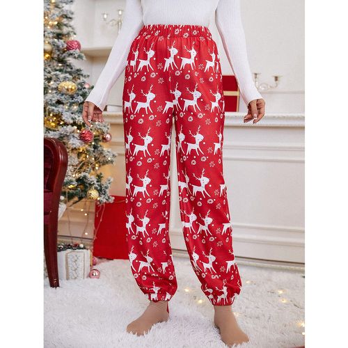 Pantalon de survêtement renne de Noël à imprimé taille élastique - SHEIN - Modalova