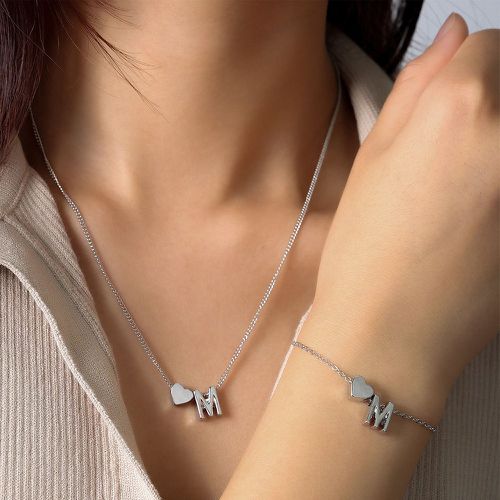 Bracelet cœur & à breloque lettre & collier - SHEIN - Modalova