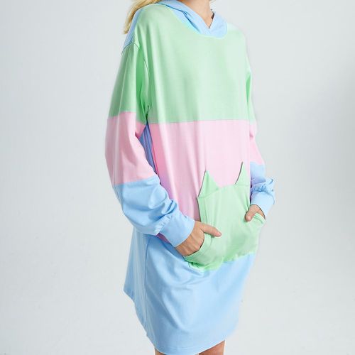 Robe à capuche poche à poche à blocs de couleurs - SHEIN - Modalova