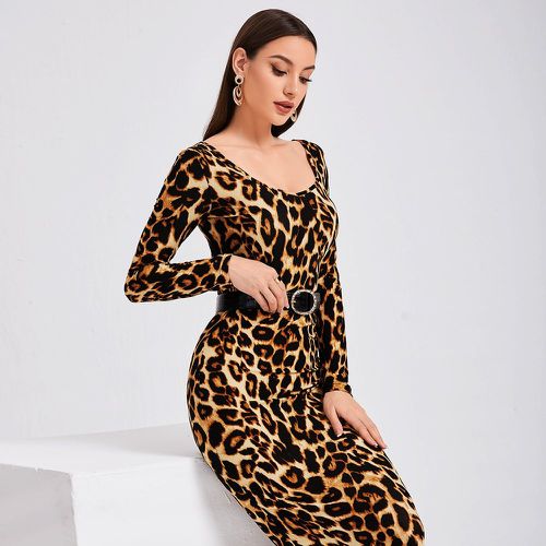 Robe à léopard fendue (sans ceinture) - SHEIN - Modalova