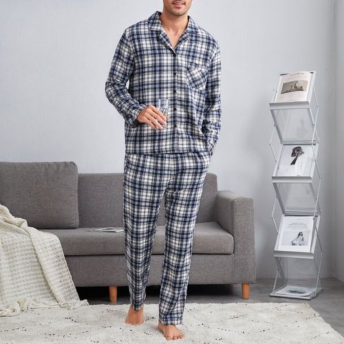 Ensemble de pyjama à imprimé tartan patch à poche - SHEIN - Modalova