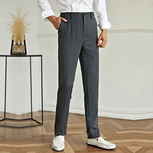 Pantalon de costume à rayures à poche - SHEIN - Modalova
