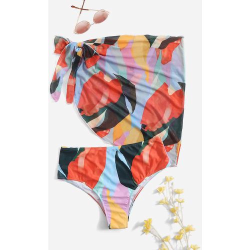 Pièces Bas de bikini à blocs de couleurs avec jupe de plage - SHEIN - Modalova