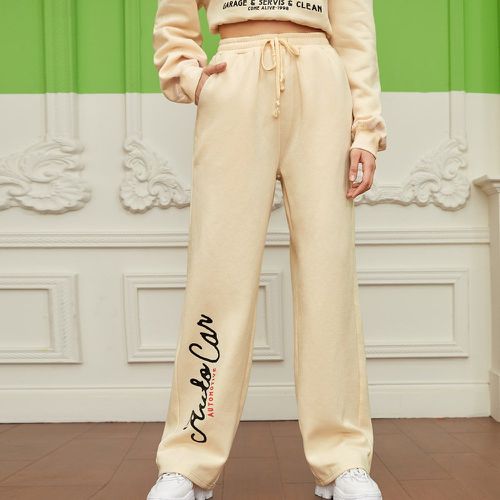 Pantalon de jogging taille haute à lettres à cordon - SHEIN - Modalova