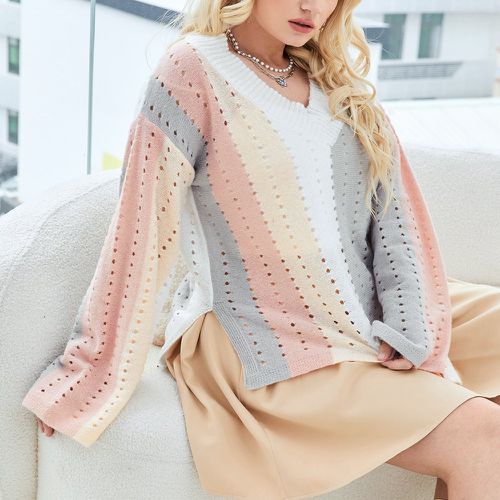 Pull manches cloche à blocs de couleurs en tricot - SHEIN - Modalova
