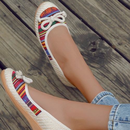 Chaussures plates à nœud papillon à blocs de couleurs - SHEIN - Modalova