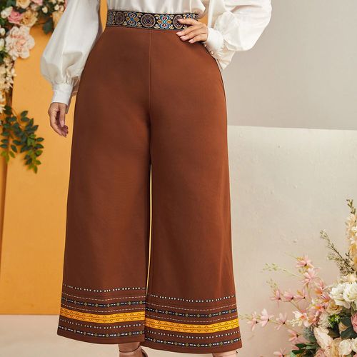 Pantalon ample à imprimé géométrique en suédine - SHEIN - Modalova