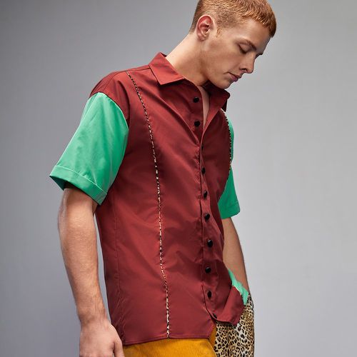 Homme Chemise à broderie bicolore - SHEIN - Modalova
