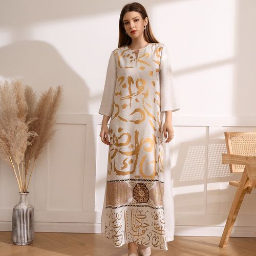 Robe tunique à imprimé coup de pinceau fendu - SHEIN - Modalova