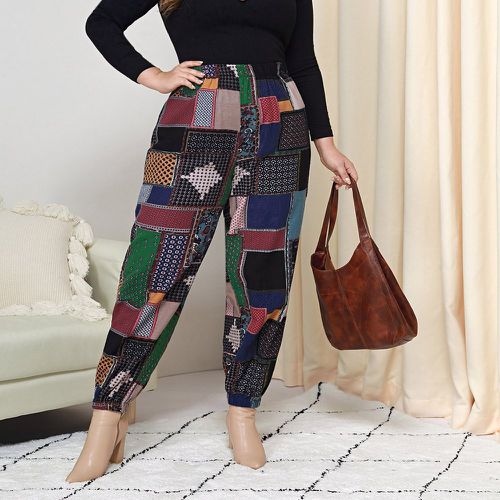 Pantalon de jogging taille élastique à imprimé patchwork - SHEIN - Modalova