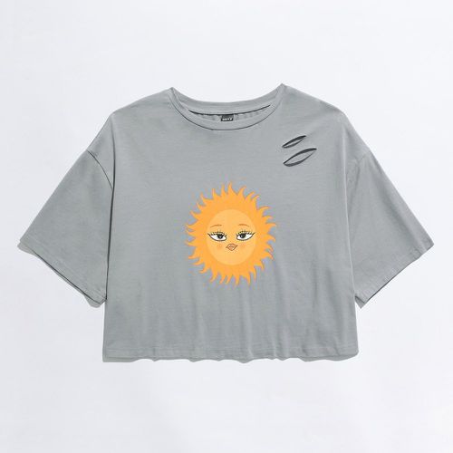 T-shirt à imprimé soleil déchiré - SHEIN - Modalova